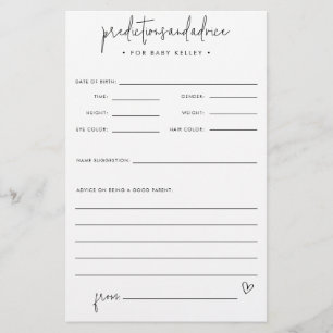 Prospectus 14 Cm X 21,6 Cm Carte papier de prévision et de conseil de baby sh