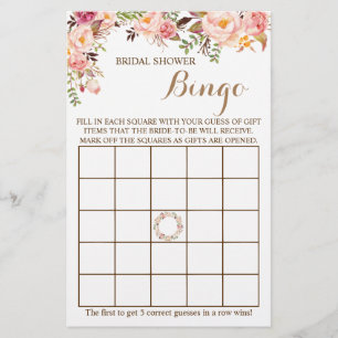 Prospectus 14 Cm X 21,6 Cm Carton de jeu de bingo Baby Shower floral rose