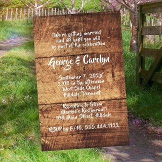 Prospectus 14 Cm X 21,6 Cm Cérémonie de Mariage Rustic Wood Budget Invitation