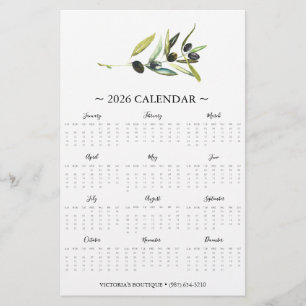 Prospectus 14 Cm X 21,6 Cm Circulaire Botanical Olive Branch 2025 Calendrier