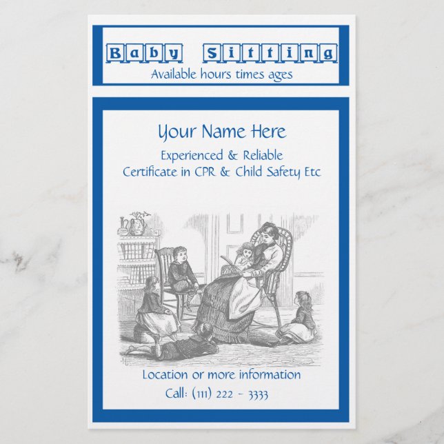 Prospectus 14 Cm X 21,6 Cm Circulaire de garde d'enfants (Devant)