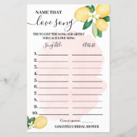 Citrons Nom qui aime Chanson Pink Douche Carte de 