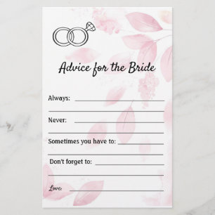Prospectus 14 Cm X 21,6 Cm Conseils pour la mariée - Flyer aquarelle rose