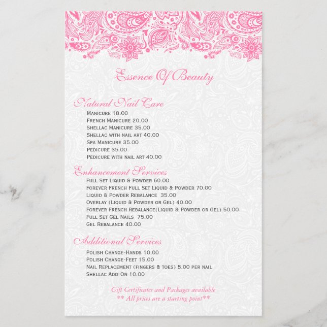 Prospectus 14 Cm X 21,6 Cm Damas blanches et dentelle rose (Devant)