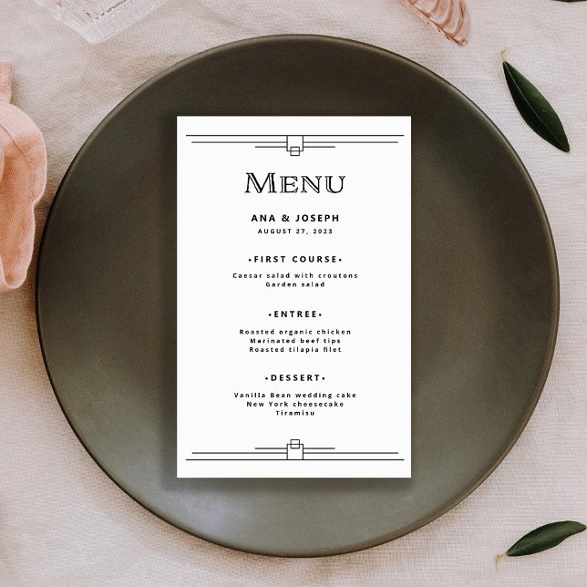 Prospectus 14 Cm X 21,6 Cm Déco moderne | Menu Mariage noir et blanc (Créateur téléchargé)