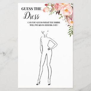 Prospectus 14 Cm X 21,6 Cm Devinez la Fête des mariées robe Pink Game Card