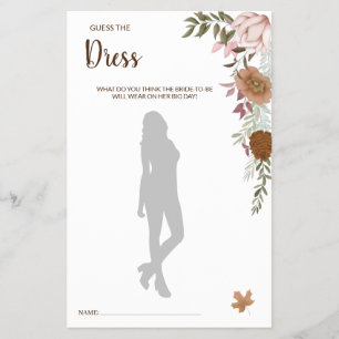 Prospectus 14 Cm X 21,6 Cm Devinez la robe Boho Automne BridalDouche jeu cart