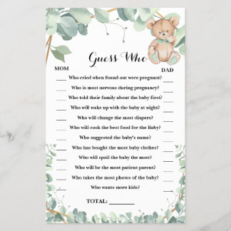Prospectus 14 Cm X 21,6 Cm Devinez qui porte la carte de jeu Baby shower de v