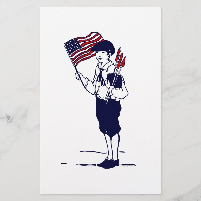 Prospectus 14 Cm X 21,6 Cm Drapeau américain patriotique et garçon de feux d' (Devant)