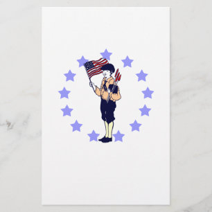 Prospectus 14 Cm X 21,6 Cm Drapeau vintage américain du 4 juillet et feux d'a