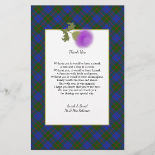 Prospectus 14 Cm X 21,6 Cm Ecosse Clan Tartan Mariage Poème Merci Scroll