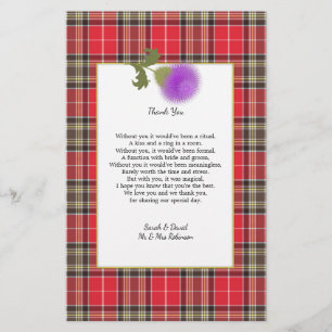 Prospectus 14 Cm X 21,6 Cm Ecosse Clan Tartan Mariage Poème Merci Scroll