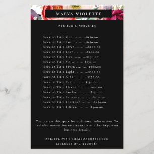 Prospectus 14 Cm X 21,6 Cm Elegant Boho Floral Business Service / Prix Flyer