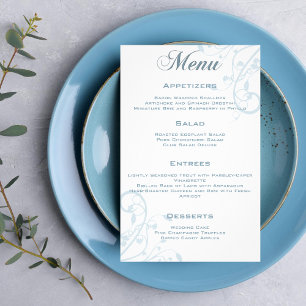 Prospectus 14 Cm X 21,6 Cm Élégant Flyer de Menu de Mariage Floral Bleu Clair