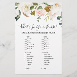 Prospectus 14 Cm X 21,6 Cm Elegant Magnolia What's In Your Purse Game Flyer
