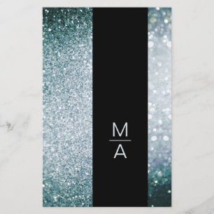 Prospectus 14 Cm X 21,6 Cm Élégant Monogramme Silber Blau