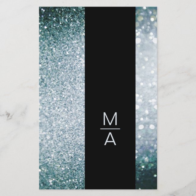 Prospectus 14 Cm X 21,6 Cm Élégant Monogramme Silber Blau (Devant)