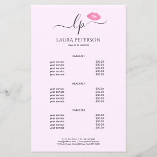 Prospectus 14 Cm X 21,6 Cm Elegant pink lips handwritten script calligraphy