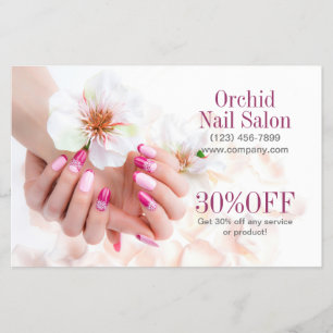 Prospectus 14 Cm X 21,6 Cm Elégant SPA Esthétique Salon de Nail Salon Tarifs