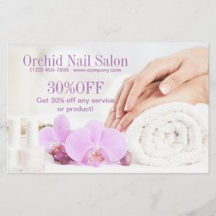 Prospectus 14 Cm X 21,6 Cm Elégant SPA Esthétique Salon de Nail Salon Tarifs