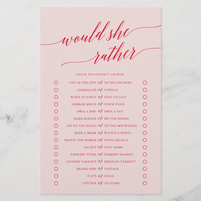 Prospectus 14 Cm X 21,6 Cm Élégante Calligraphie Rouge Rose Voudrait-Elle Plu (Devant)