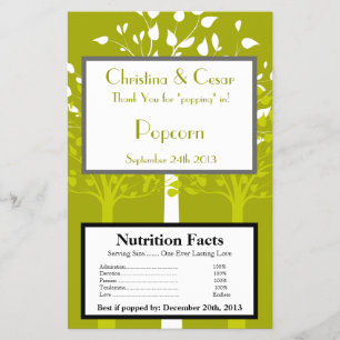 Prospectus 14 Cm X 21,6 Cm Emballage de Popcorn Micro-ondes Arbres Vert/Blanc