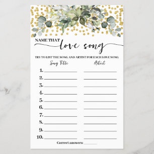 Prospectus 14 Cm X 21,6 Cm Eucalyptus Gold Nom Love Chanson Douche Carte de j
