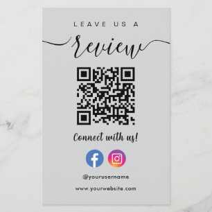 Prospectus 14 Cm X 21,6 Cm Facebook Instagram Qr Code Laisser Un Avis Gris