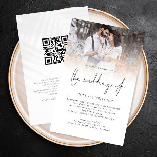 Prospectus 14 Cm X 21,6 Cm Faire-part de mariage avec code QR photo sur papie