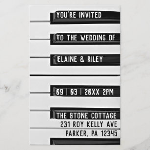 Prospectus 14 Cm X 21,6 Cm Faire-part de mariage photo piano Musique=Amour Bu