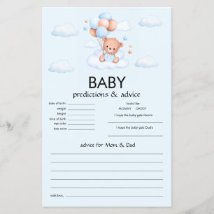 Prospectus 14 Cm X 21,6 Cm Fête de naissance Ourson Bleu Garçon