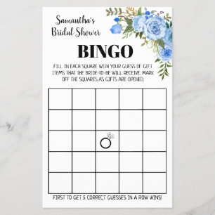 Prospectus 14 Cm X 21,6 Cm Fête des mariées bleue Bingo anglais carte de jeu 