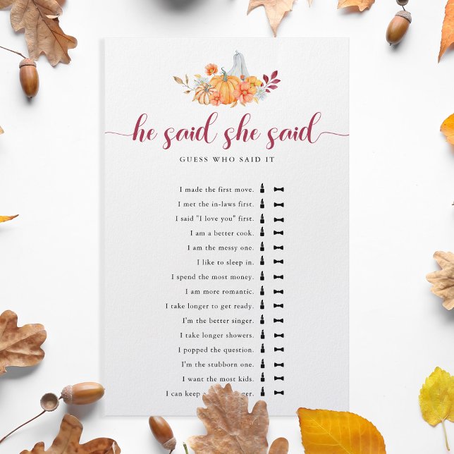 Prospectus 14 Cm X 21,6 Cm Fête des mariées D'Automne Citrouille Il A Dit Qu' (Créateur téléchargé)