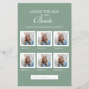 Prospectus 14 Cm X 21,6 Cm Feuille papier vert sauge devinez l'âge de la mari