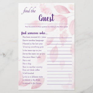 Prospectus 14 Cm X 21,6 Cm Feuilles d'aquarelle rose Trouvez la carte de jeu 