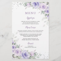 Feuillet de menu Plat de Lavande Flore