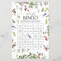 Fleur sauvage d'été Baby shower Bingo Jeu