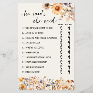 Prospectus 14 Cm X 21,6 Cm Fleurs sauvages D'Automne Il A Dit Qu'Elle A Dit D