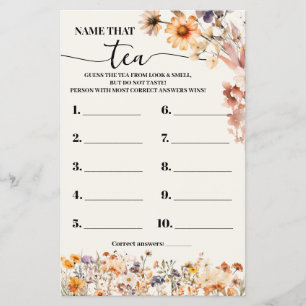 Prospectus 14 Cm X 21,6 Cm Fleurs sauvages d'automne Nom que Tea Douche carte