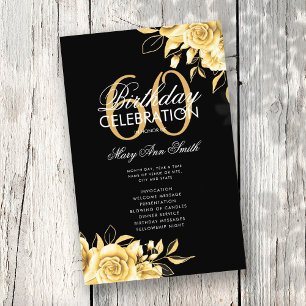 Prospectus 14 Cm X 21,6 Cm Floral 60e Anniversaire Programme Or & Noir avec m