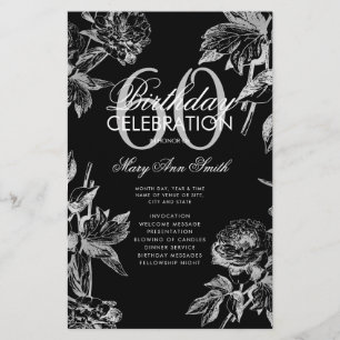 Prospectus 14 Cm X 21,6 Cm Floral 60e Anniversaire Programme Silver Black Men