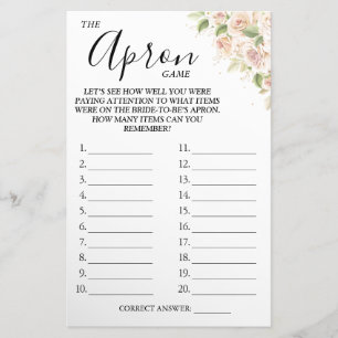 Prospectus 14 Cm X 21,6 Cm Floral The Apron Bridal shower game card 