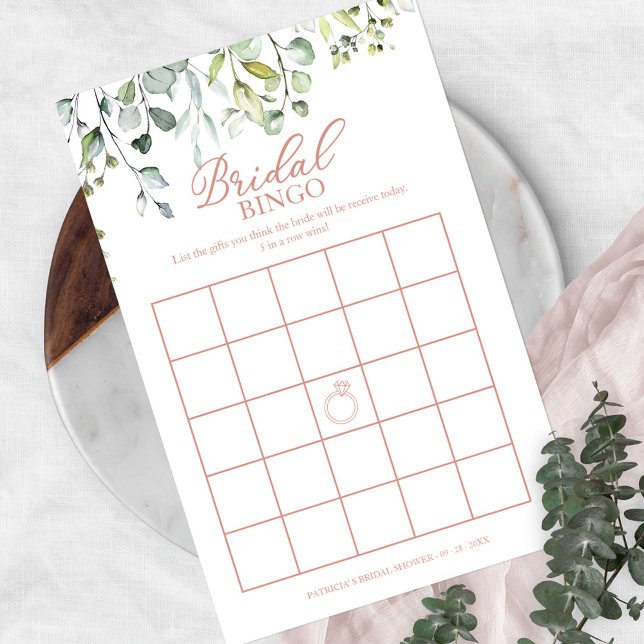 Prospectus 14 Cm X 21,6 Cm Flyer de Bingo pour Baby Shower avec Eucalyptus et (Créateur téléchargé)