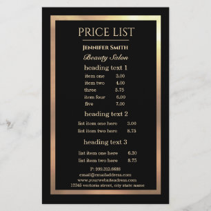 Prospectus 14 Cm X 21,6 Cm Flyer de cadre noir or Makeup Artist