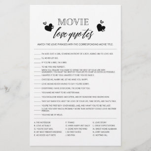 Prospectus 14 Cm X 21,6 Cm Flyer de jeu de citations d'amour de film de douch