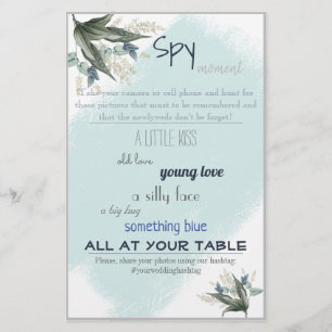 Prospectus 14 Cm X 21,6 Cm Flyer de jeu de mariage pour espionne bridale
