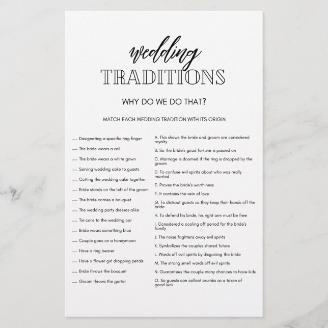 Prospectus 14 Cm X 21,6 Cm Flyer de jeu minimaliste Mariage Traditions (Devant)