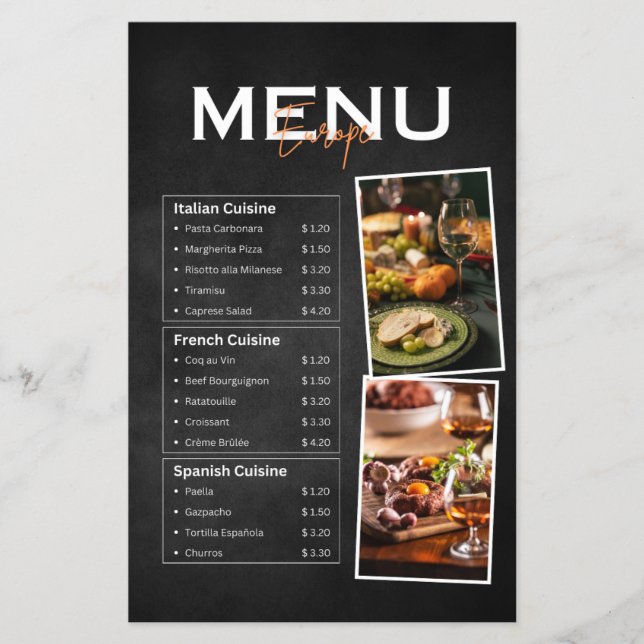 Prospectus 14 Cm X 21,6 Cm Flyer de menu (Devant)