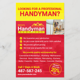 Prospectus 14 Cm X 21,6 Cm Flyer de promotion d'entreprise Handyman - Profess