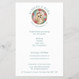 Prospectus 14 Cm X 21,6 Cm Flyer pour salon de toilettage de chiens Shih Tzu
